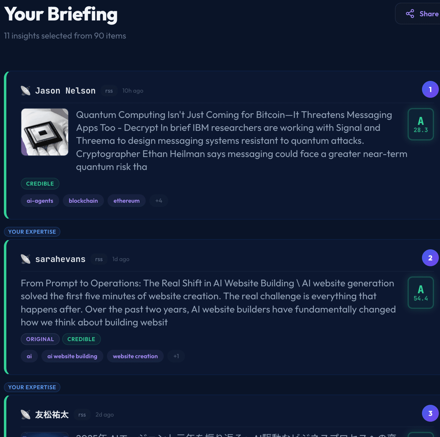 Morning briefing with curated reading list
